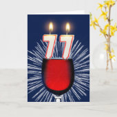 77th Birthday with wine and candles Karte (Gelbe Blume)
