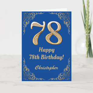 78. Geburtstag Blue and Gold Glitzer Frame Karte