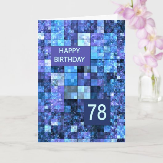 78. Geburtstag, Blue Squares, Karte (Orchidee)