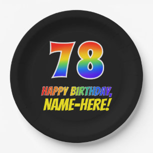 78. Geburtstag: Bold, Fun, Simple, Rainbow 78 Pappteller