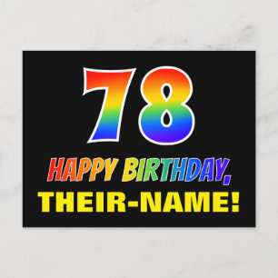 78. Geburtstag: Bold, Fun, Simple, Rainbow 78 Postkarte