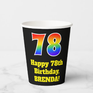 78. Geburtstag: Farbenfroh, Spaß, Spannung, Regenb Pappbecher