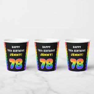 78. Geburtstag: Farbiger Regenbogen # 78, Individu Pappbecher