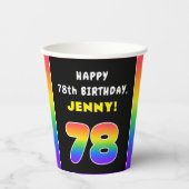 78. Geburtstag: Farbiger Regenbogen # 78, Individu Pappbecher (Vorderseite)