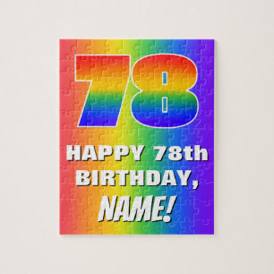 78. Geburtstag: Farbiges, lustiges Regenbogenmuste Puzzle