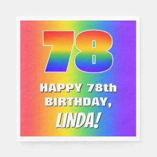 78. Geburtstag: Farbiges, lustiges Regenbogenmuste Serviette