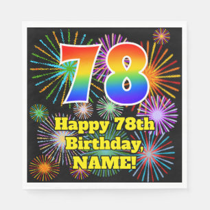 78. Geburtstag: Fun Fireworks Muster + Regenbogen Serviette