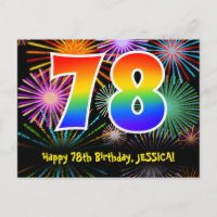 78. Geburtstag - Fun Fireworks Pattern + Regenboge