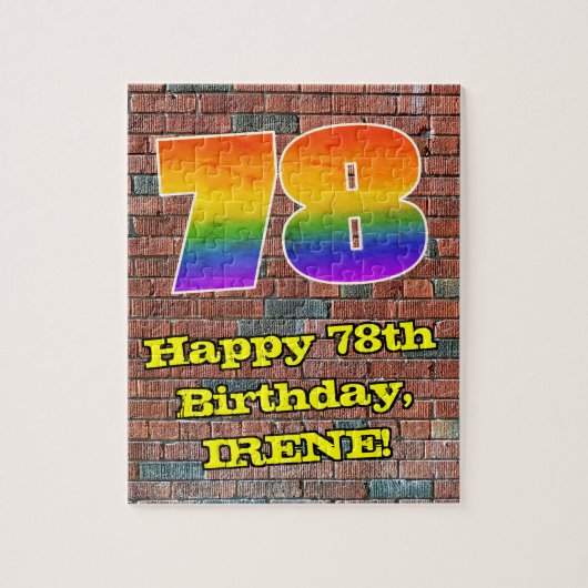 78. Geburtstag: Fun Graffiti-Inspiriert Regenbogen Puzzle (Vertikal)