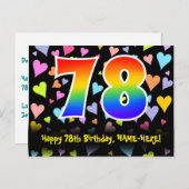 78. Geburtstag: Fun Hörmuster, Regenbogen 78 Postkarte (Vorne/Hinten)