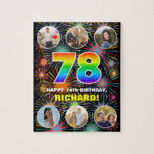 78. Geburtstag: Fun Rainbow #, Individuelle Name + Puzzle