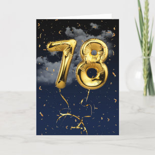 78. Geburtstag Gold Mylar Ballon und Confetti Card Karte