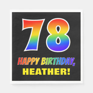 78. Geburtstag: kühl, Spaß, einfach, Regenbogen Serviette