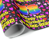 78. Geburtstag: Loving Hearts Pattern, Regenbogen Geschenkpapier (Rolleneckpunkt)