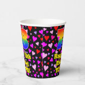 78. Geburtstag: Loving Hearts Pattern, Regenbogen Pappbecher (Rechts)