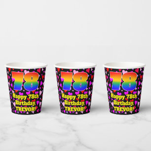 78. Geburtstag: Loving Hearts Pattern, Regenbogen Pappbecher