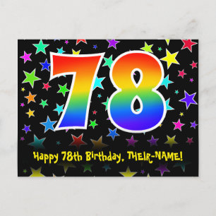 78. Geburtstag: Lustiges Sterne-Muster, Regenbogen Postkarte