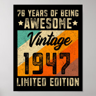78. Geburtstag Männer 78 Jahre alte Frauen 1947 Li Poster