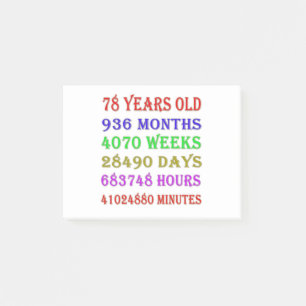 78. Geburtstag Meilensteine Post-it Klebezettel