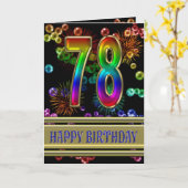 78. Geburtstag mit Regenbogenblasen und Feuerwerk Karte (Gelbe Blume)