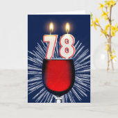 78. Geburtstag mit Wein und Kerzen Karte (Gelbe Blume)