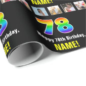 78. Geburtstag: Regenbogen "78"; benutzerdefiniert Geschenkpapier (Rolleneckpunkt)