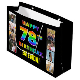 78. Geburtstag: Regenbogentext, benutzerdefinierte Große Geschenktüte