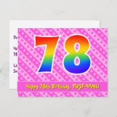 78. Geburtstag: Rosa Streifen & Herz, Regenbogen 7 Postkarte (Vorne/Hinten)