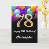 78. Geburtstag Schwarz und Gold farbige Ballons Karte (Gelbe Blume)