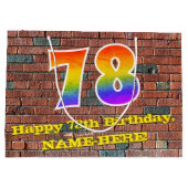 78. Geburtstag: Spaß, Graffiti-Inspiriert Regenbog Große Geschenktüte (Rückseite)