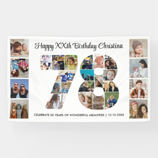 78. Geburtstagsfeier Nummer 78 Fotocollage Banner (Horizontal)