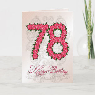 78. Geburtstagskarte mit Rose und Blätter Karte