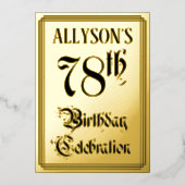 78. Geburtstagsparty — Elegantes Script + Individu Folieneinladung (Vorderseite)