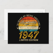 78 Jahre alt 1947 Retro Phantastisch 78. Geburtsta Postkarte (Vorne/Hinten)