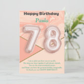 78-jährige Mädchen Happy Birthday Card (Stehend Vorderseite)
