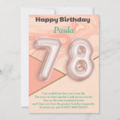 78-jährige Mädchen Happy Birthday Card (Rückseite)