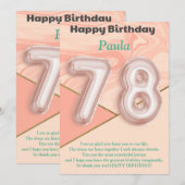78-jährige Mädchen Happy Birthday Card (Vorne/Hinten)