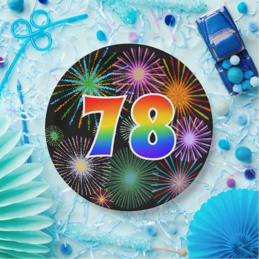 78. Veranstaltung - Spaß, farbenfroh, kühl, Regenb Pappteller (Party)