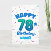 78th Birthday, Balloon Number, Customizable Name Karte (Vorderseite)