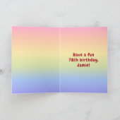 78th Birthday: Colorful Rainbow # 78, Custom Name Karte (Innenseite)