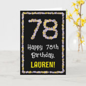 78th Birthday: Floral Flowers Number, Custom Name Karte (Gelbe Blume)