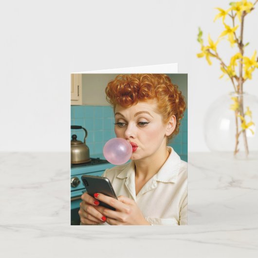 78th Birthday Lucille Ball Texting On a Cell Phone Karte (Gelbe Blume)
