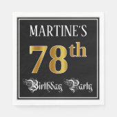 78th Birthday Party — Fancy Script, Faux Gold Look Serviette (Vorderseite)