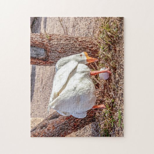 7928-Weiße Gans Stehend über Eierpuzzle Puzzle (Vertikal)