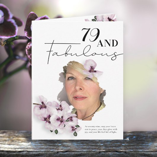 79 & Fabulous Orchid Photo Birthday Greeting Card Karte