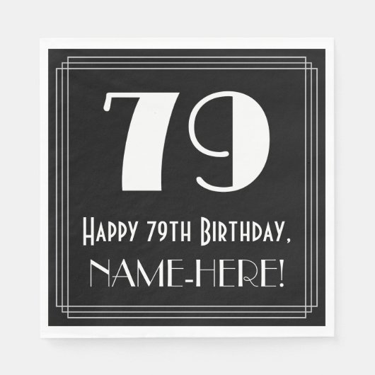 79. Geburtstag ~ Art Deco Inspiriert Look "79", Na Serviette (Vorderseite)