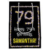 79. Geburtstag: Blumennummer, Individuelle Name, B Mittlere Geschenktüte (Rückseite)