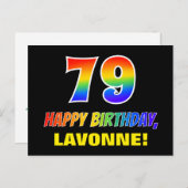 79. Geburtstag: Bold, Fun, Simple, Rainbow 79 Postkarte (Vorne/Hinten)