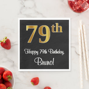 79. Geburtstag ~ Elegante Luxuriöse Imitate Gold L Serviette