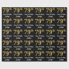 79. Geburtstag: Elegante Luxuriöse Imitate Gold Lo Geschenkpapier